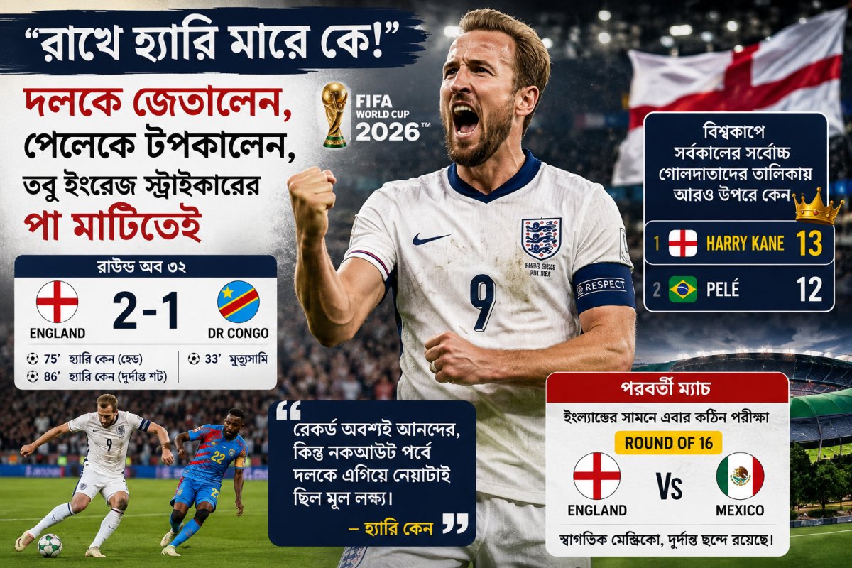 World Cup 2026: ‘রাখে হ্যারি মারে কে!’ দলকে জেতালেন, পেলেকে টপকালেন, তবু ইংরেজ স্ট্রাইকারের পা মাটিতেই