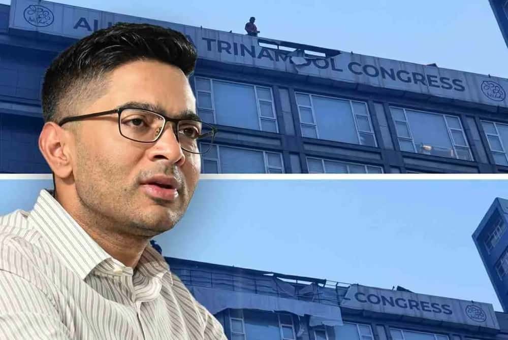 অভিষেকের দফতর থেকে সাইনবোর্ড খুলে নিল পুরসভা, পুলিশ-আধিকারিকদের সঙ্গে বচসা সাংসদের