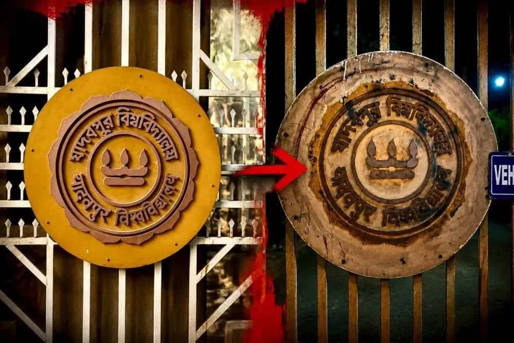 ধুলোয় লুণ্ঠিত তিন শিখা! যাদবপুরে পদদলিত নন্দলালের সৃষ্টি, তবে কি নিভে গেল স্পর্ধা?