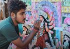 পড়াশোনা সামলেই মূর্তি গড়েন, জাপানের পথে কৃষ্ণনগরের তরুণ শিল্পী অগ্নিভ পালের দুর্গাপ্রতিমা