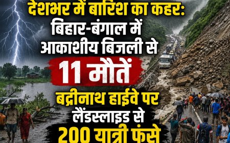 देशभर में बारिश का कहर: बिहार-बंगाल में आकाशीय बिजली से 11 मौतें, बद्रीनाथ हाईवे पर लैंडस्लाइड से 200 यात्री फंसे