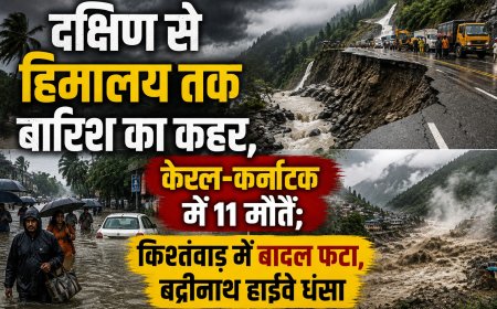 दक्षिण से हिमालय तक बारिश का कहर, केरल-कर्नाटक में 11 मौतें; किश्तवाड़ में बादल फटा, बद्रीनाथ हाईवे धंसा
