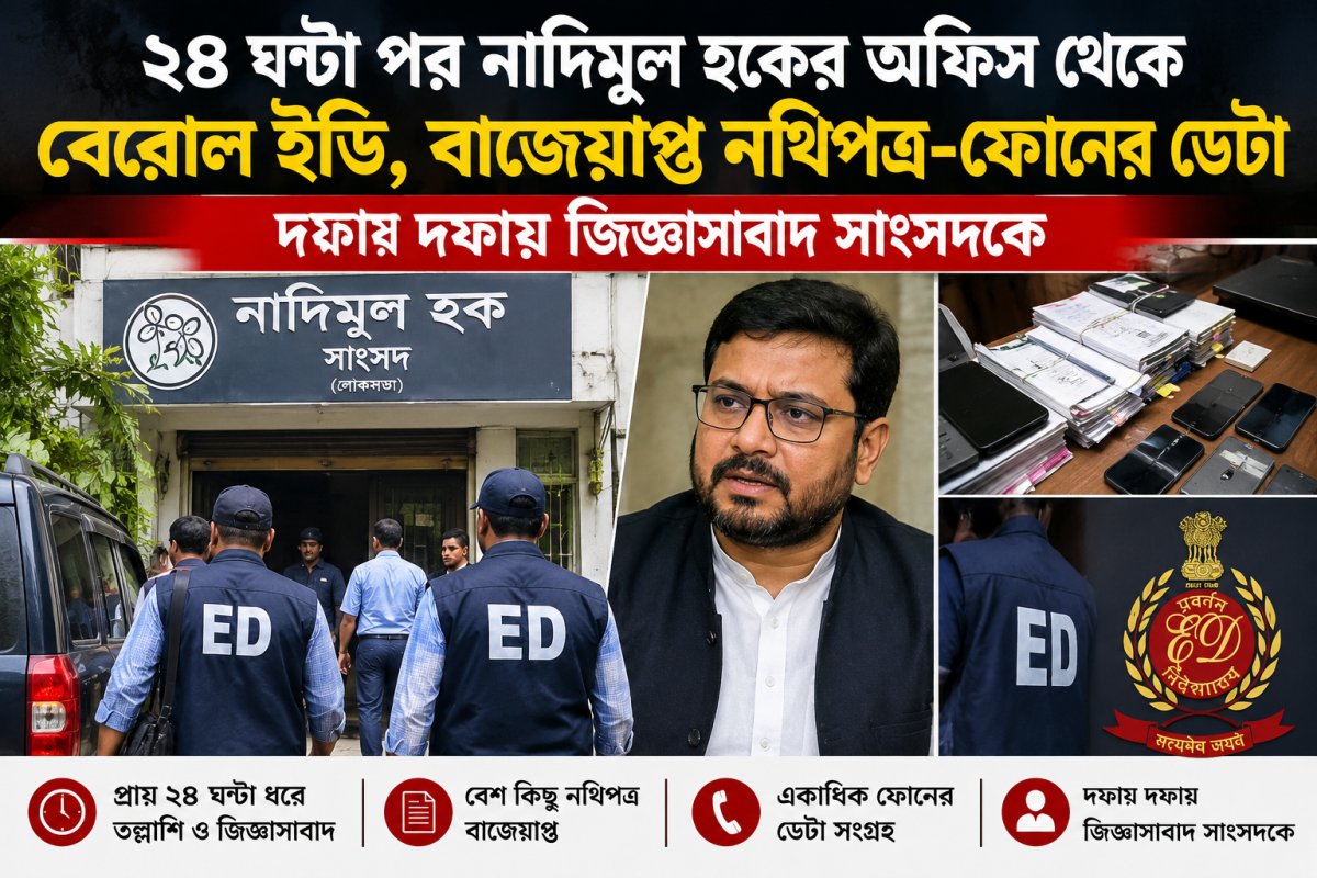 ২৪ ঘণ্টা পর নাদিমুল হকের অফিস থেকে বেরোল ইডি, বাজেয়াপ্ত নথিপত্র ও ফোনের ডেটা