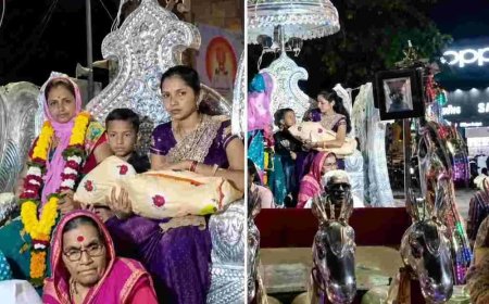 ২০০ বছর পর ঘরে এল ‘লক্ষ্মী,’ উৎসবে মাতল মহারাষ্ট্রের পরিবার, ঢাক-ঢোল বাজিয়ে রথে চড়ে বাড়ি ফিরল মা ও শিশু